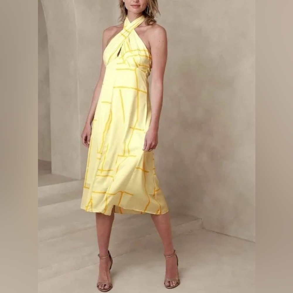 Banana Republic Halter Open Back Midi Dress